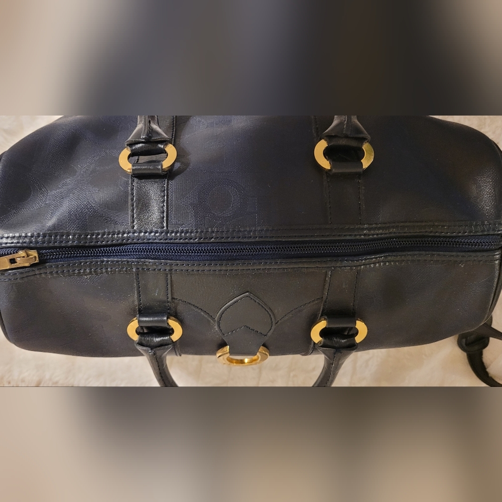 Christian Dior Navy Monogram Leather & PVC Travel Boston Bag EUC - Picture 9 of 16